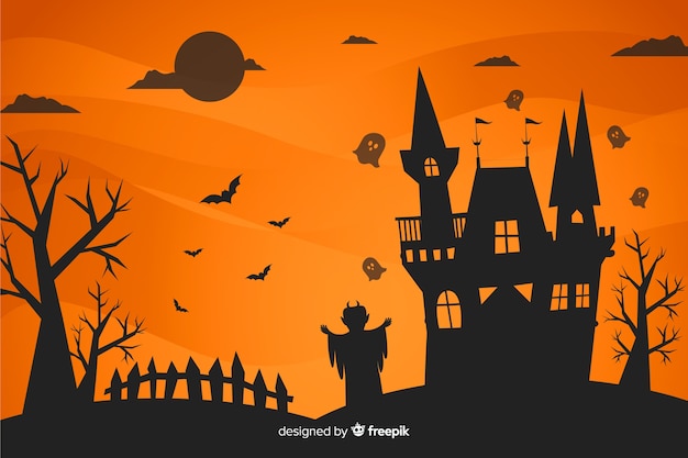 Flat Design Of Halloween Background