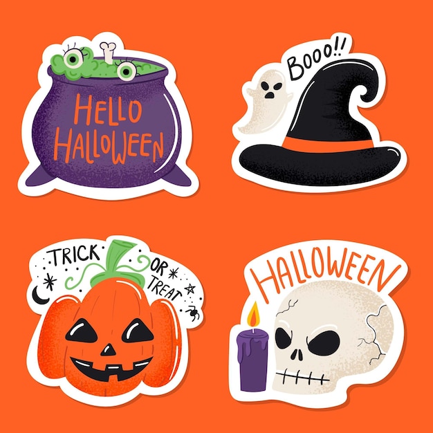 Flat design halloween badge collection | Free Vector