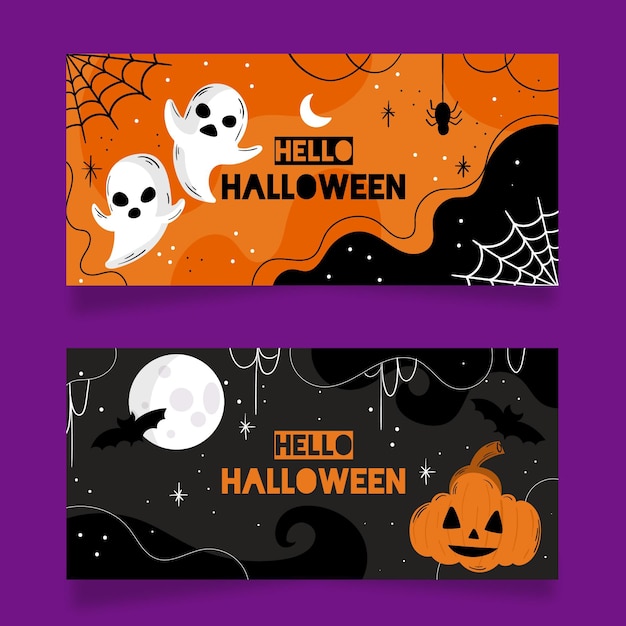 Download Flat design halloween banners template | Free Vector