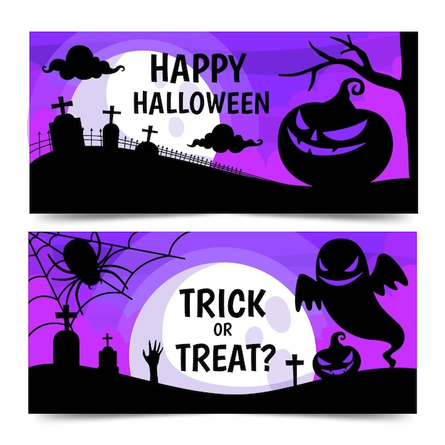 Download Flat design halloween banners template | Free Vector