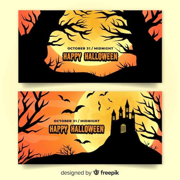 Download Flat design halloween banners | Free Vector