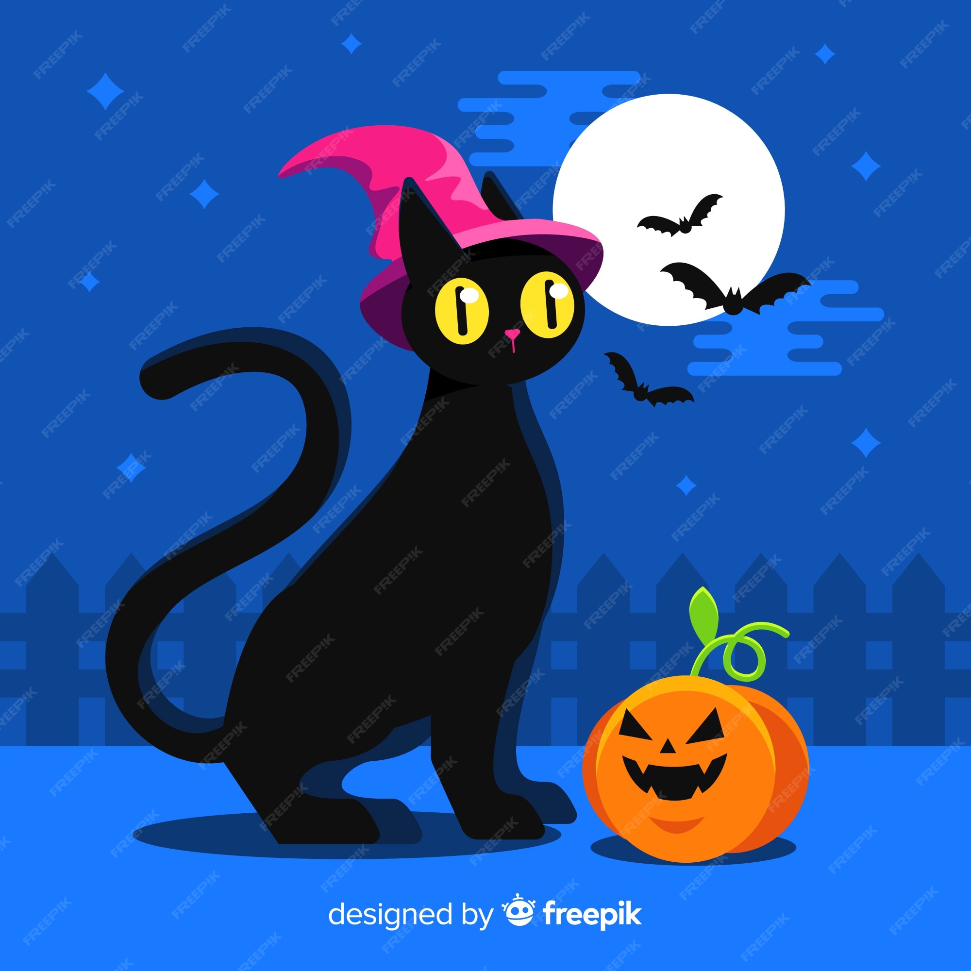 Free Vector | Flat design of halloween black cat