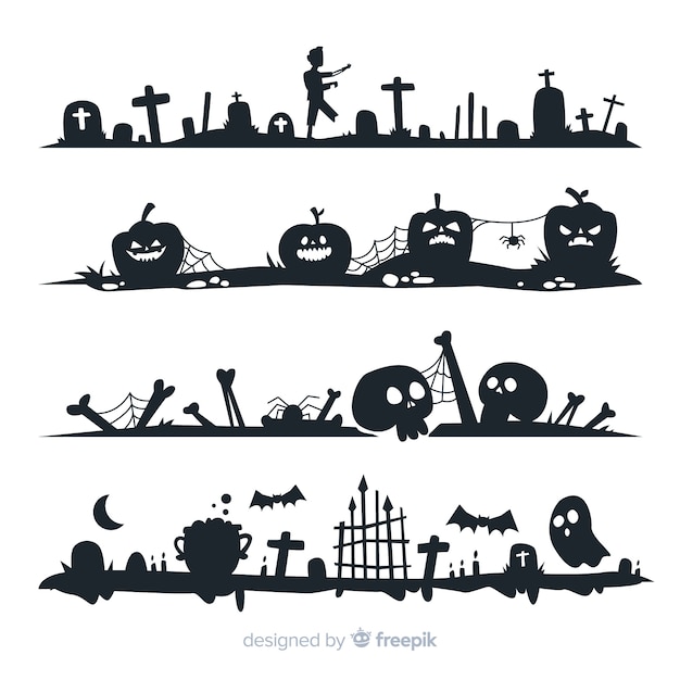Download Flat design of halloween border collection | Free Vector