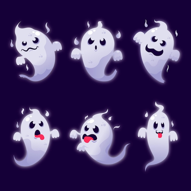 Premium Vector | Flat design halloween ghost collection