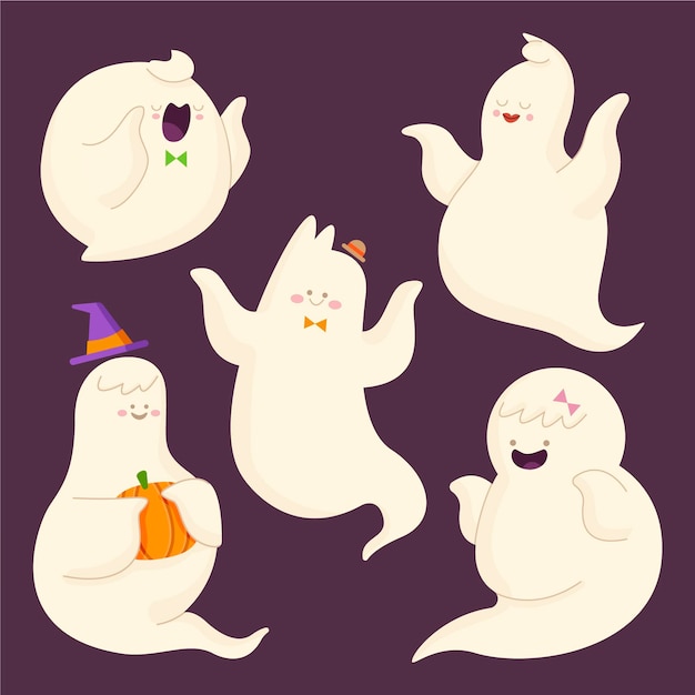 Free Vector | Flat design halloween ghost collection