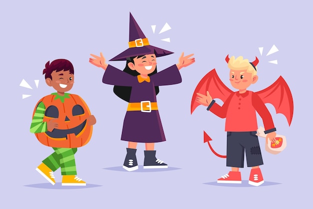 Free Vector | Flat design halloween kid collection