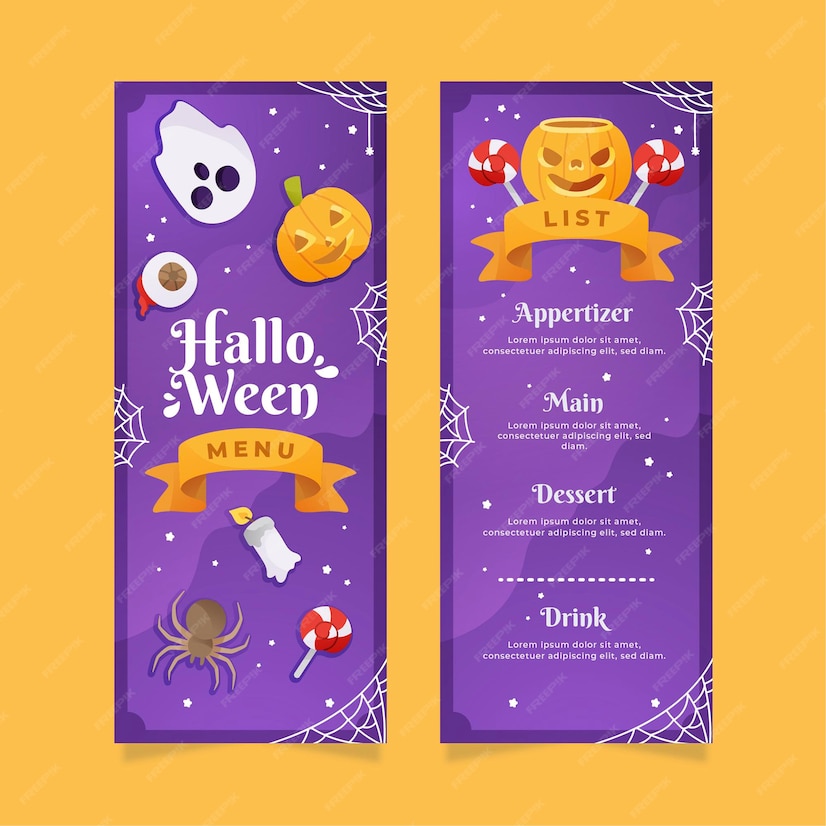 Free Vector | Flat design halloween menu template