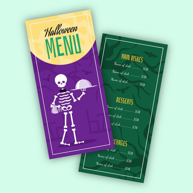 Free Vector | Flat design halloween menu template