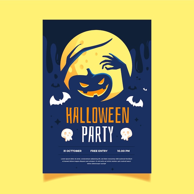 Free Vector | Flat design halloween party poster template