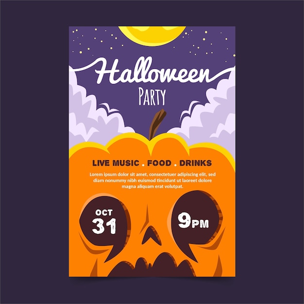 Free Vector | Flat design halloween party poster template