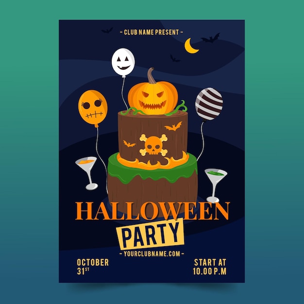 Free Vector | Flat design halloween party poster template