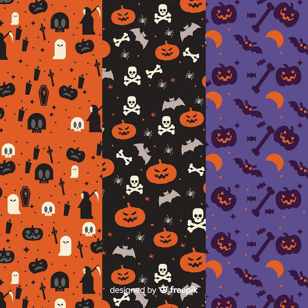 Download Flat design of halloween pattern collection Vector | Free ...
