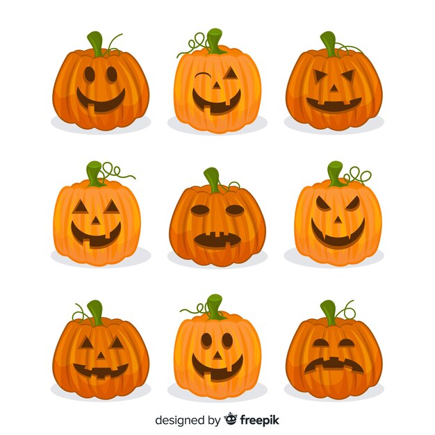 Free Vector | Flat design of halloween pumpkin collection