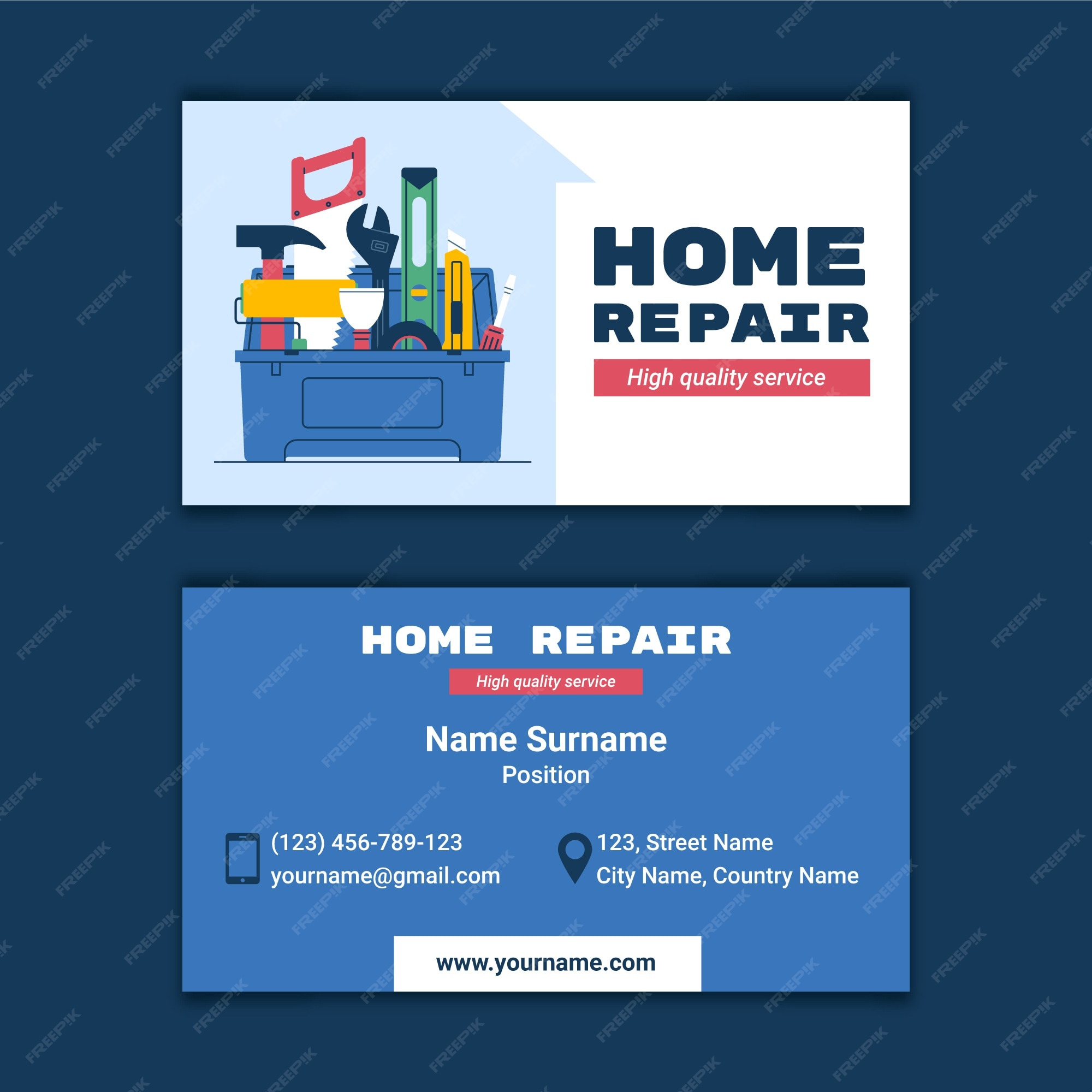 Free Vector | Flat design handyman business cards