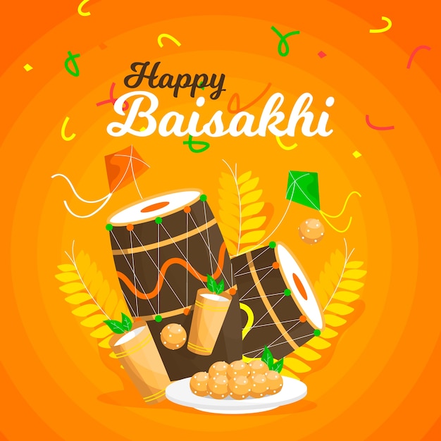 Free Vector | Flat design happy baisakhi festival