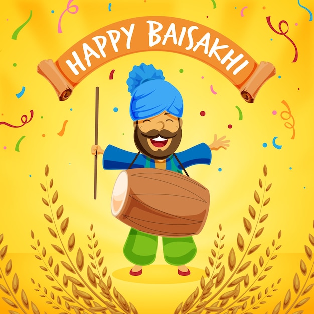 Flat design happy baisakhi | Free Vector