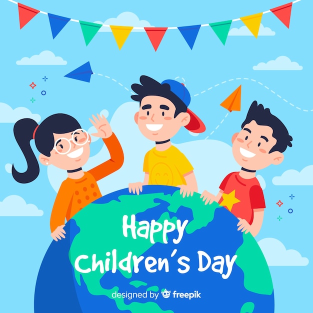 Flat design happy children's day background Vector | Free Download