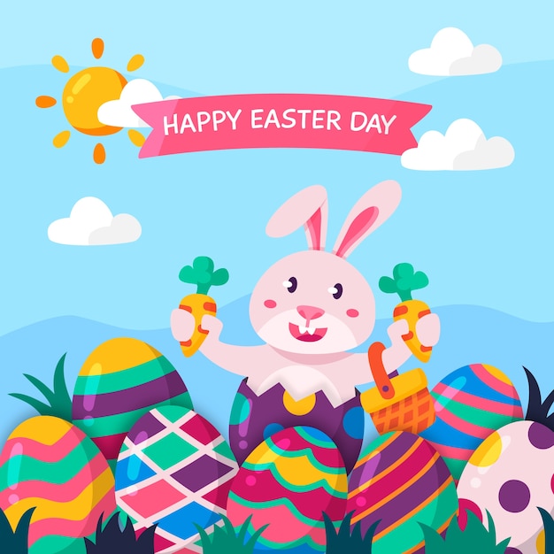 Free Vector | Flat design happy easter day design