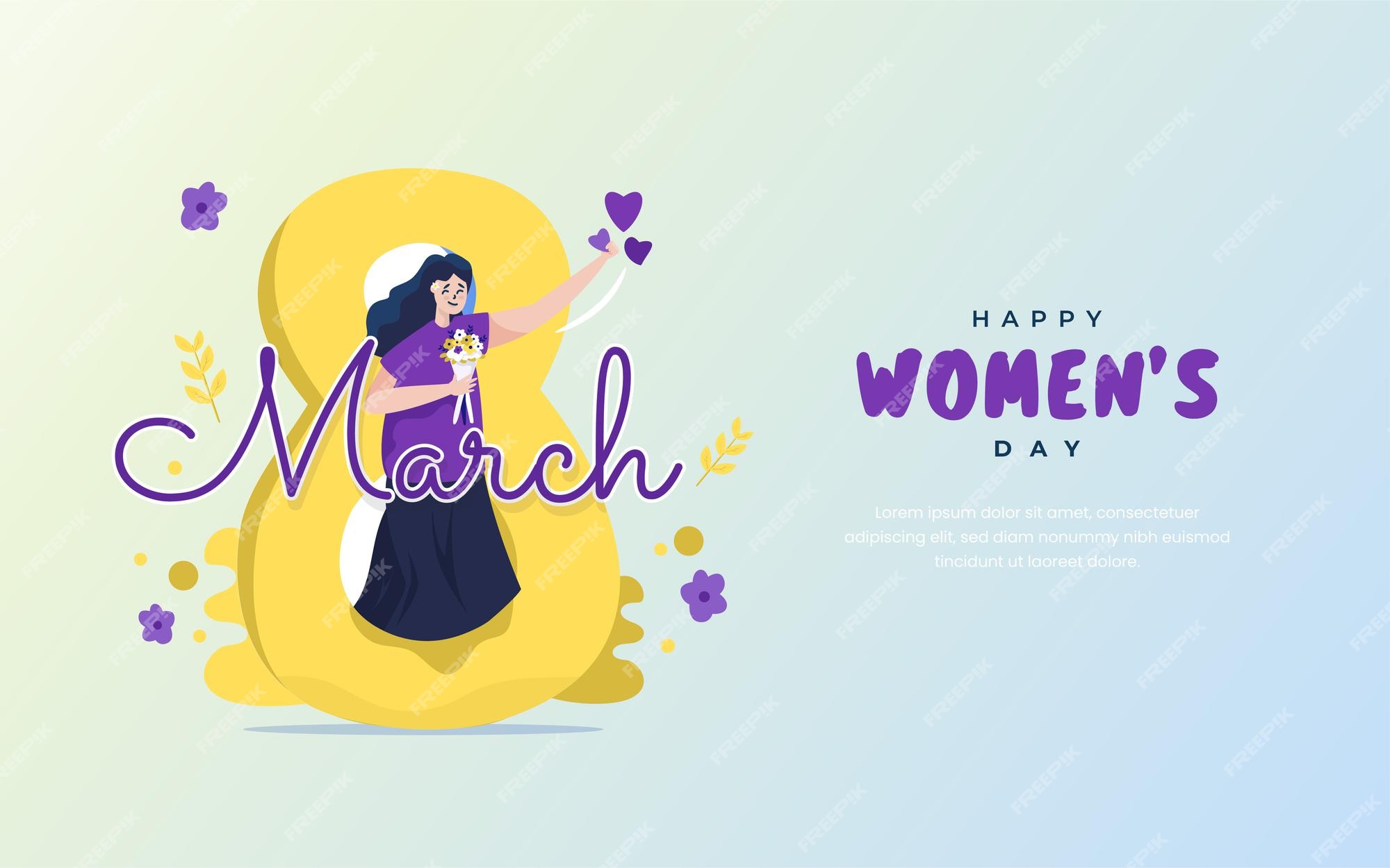 Premium Vector | Flat design happy international womens day on banner ...