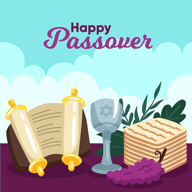 Free Vector | Flat design happy passover event