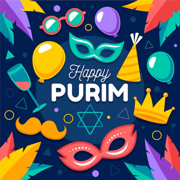 Free Vector | Flat design happy purim day