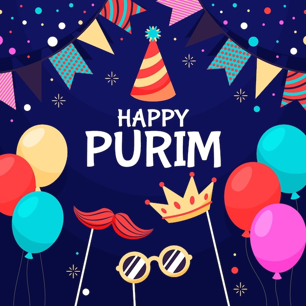 Premium Vector | Flat design happy purim day