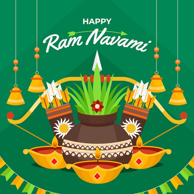 Download Flat design happy ram navami design | Free Vector