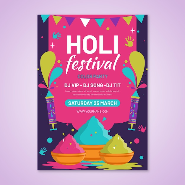 Free Vector Flat design holi festival poster template