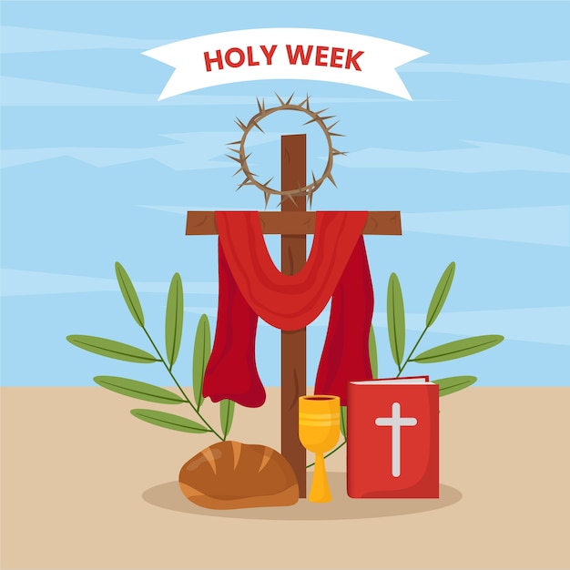 Free Vector | Flat design holy week illustration