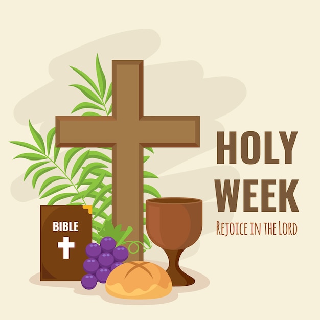 Flat design holy week religious design | Free Vector