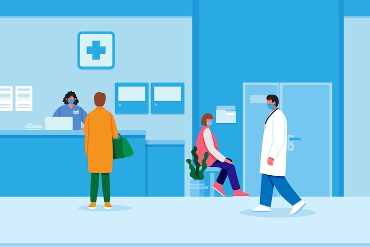 Free Vector | Flat design hospital reception scene