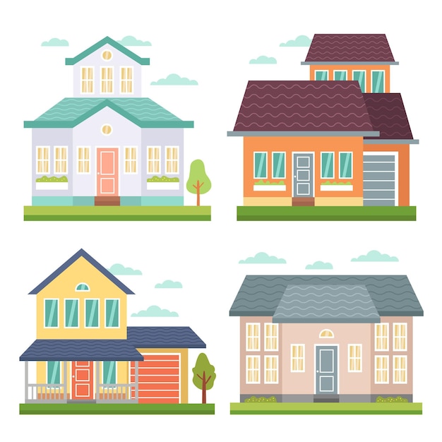 Free Vector | Flat design house collection