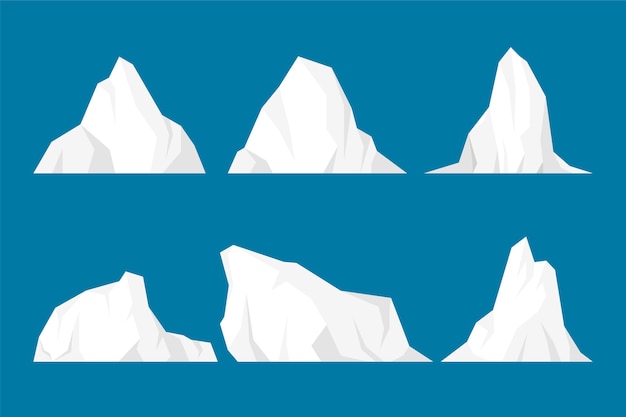 フラットなデザインの氷山イラスト集 無料のベクター