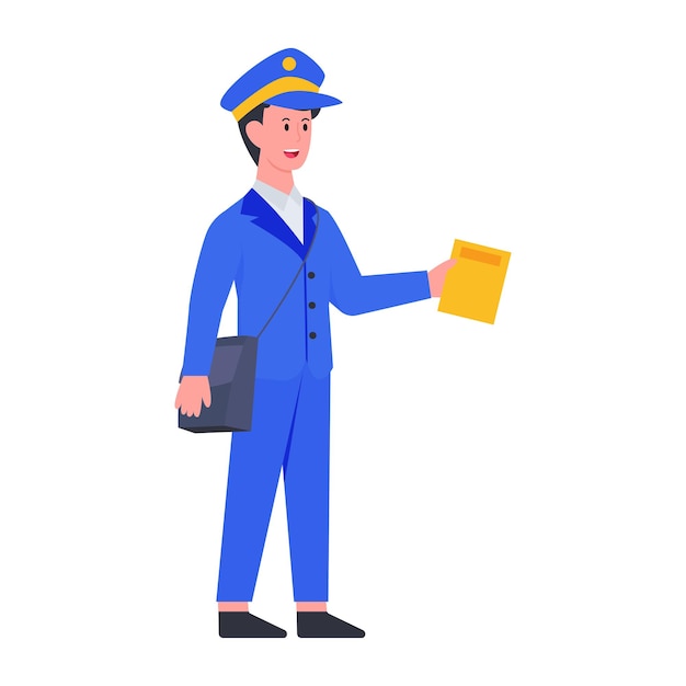 Premium Vector | A flat design icon of postman