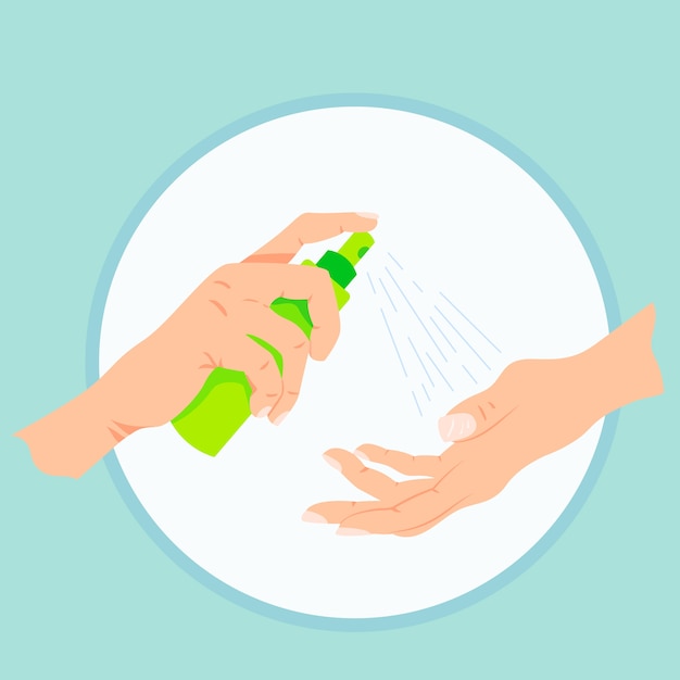 Flat Design Illustration Hand Sanitizer Free Vector