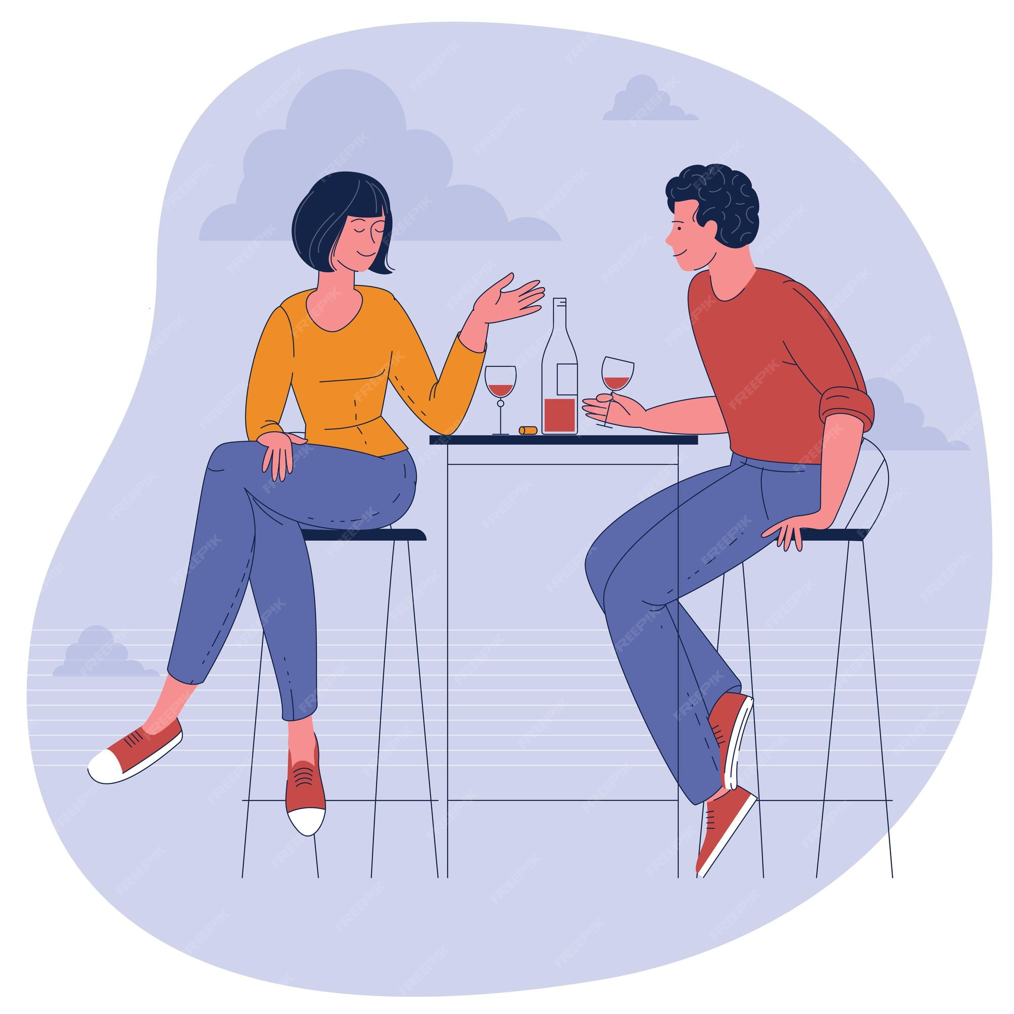 Premium Vector | Flat design illustration of romantic date. man and ...