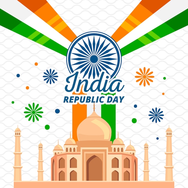 Flat design indian republic day Free Vector