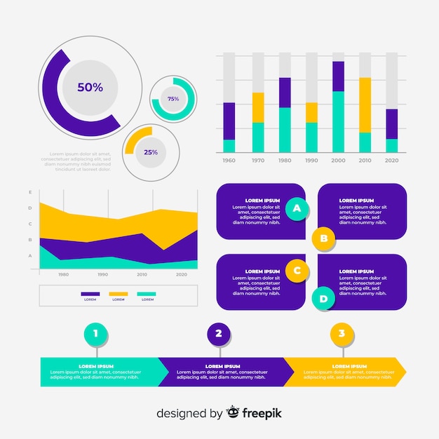 Flat design infographic element collection Free Vector