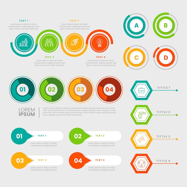 Flat design infographic elements collection Free Vector