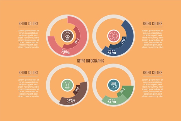 Flat design infographic with retro colors Free Vector