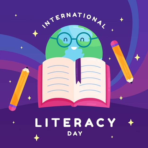 Free Vector | Flat design international literacy day with book