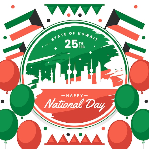 Premium Vector Flat Design Kuwait National Day   Flat Design Kuwait National Day 23 2148820059 