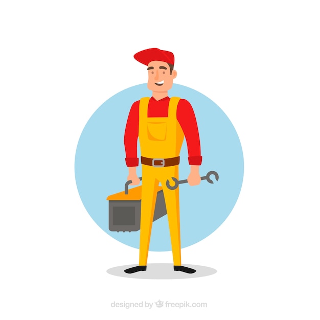 Flat design locksmith character Free Vector