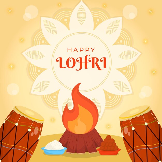 Premium Vector | Flat design lohri festival