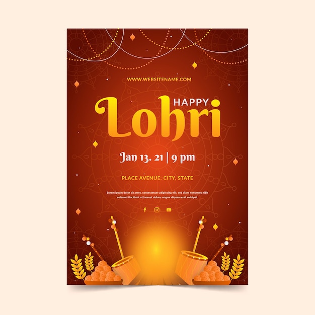 Free Vector Flat design lohri poster template