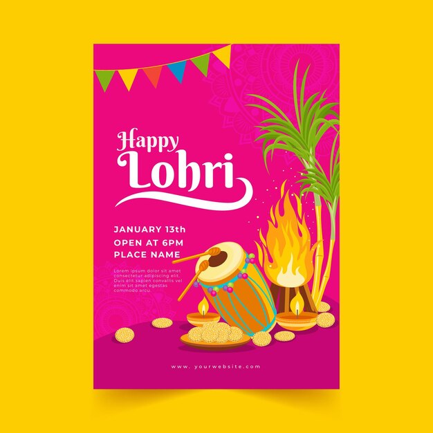 Free Vector | Flat design lohri poster template