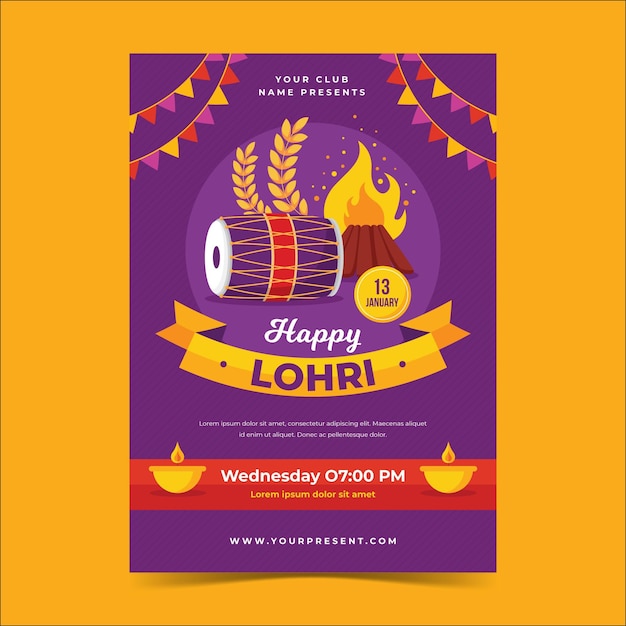 Free Vector | Flat design lohri poster template