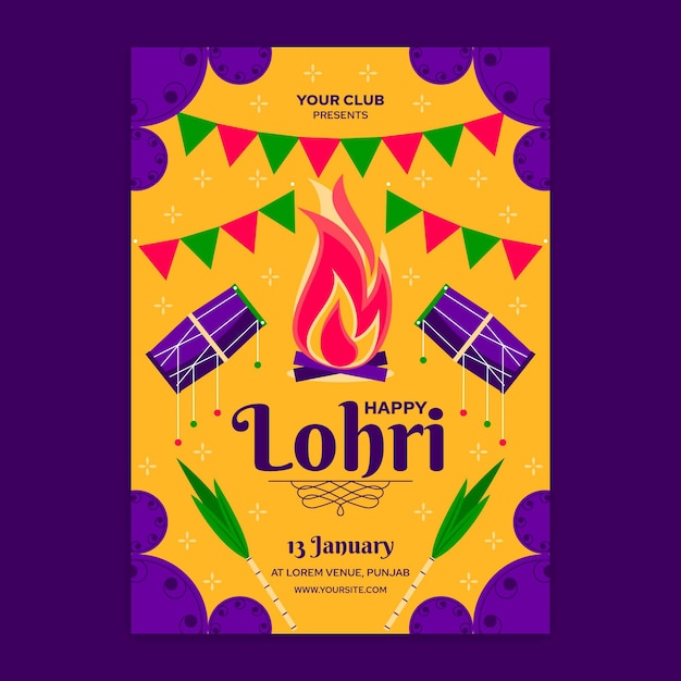 Free Vector | Flat design lohri poster template