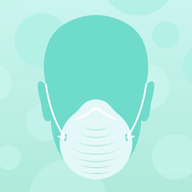Flat design medical mask and face Free Vector