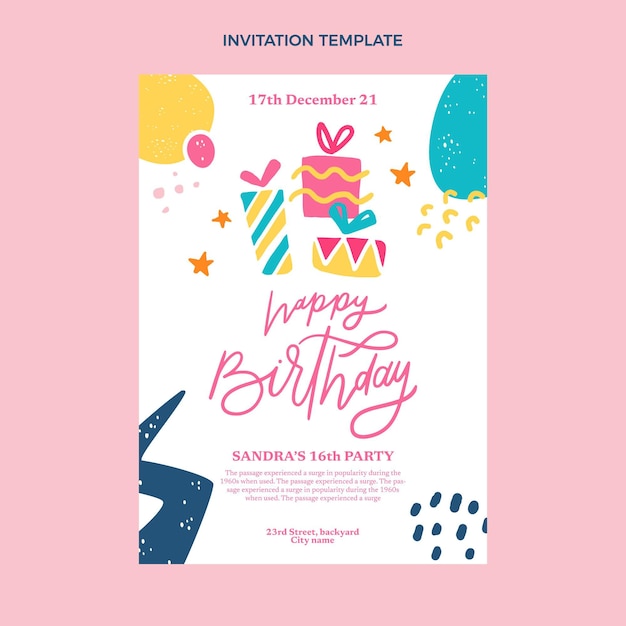 Free Vector | Flat design minimal birthday invitation template